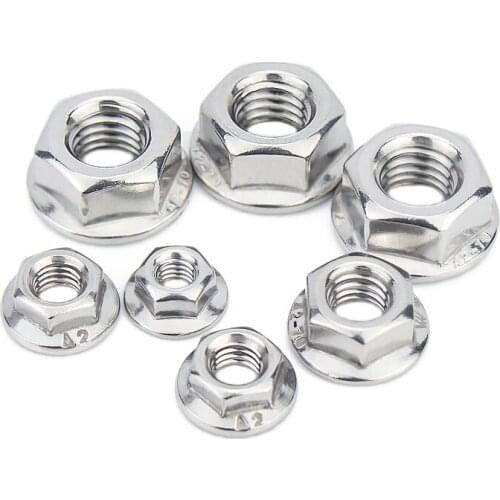 1/5/10PCS A2 Stainless Steel Flange Nut M3 M4 M5 M6 M8 M10 - M16 Hex Knurl Nuts Fastener