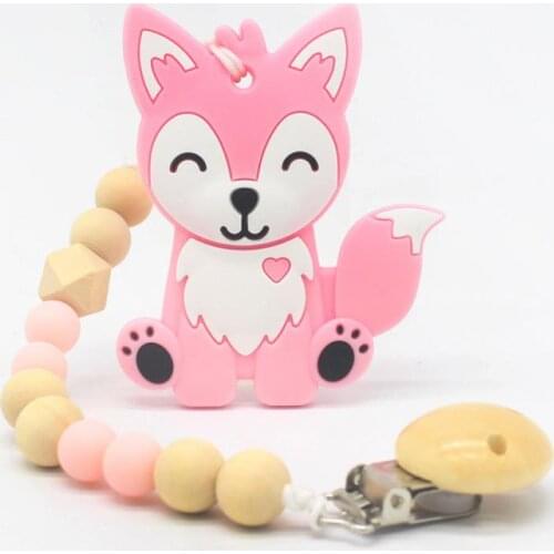 1pc Cute Cartoon Animal Teether Pendant for Baby Gift Baby Pacifier Chain Teether Set Infant Safe Silicone Chew Toys Accesories