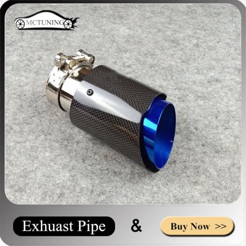 1 piece Car styling Carbon fiber Universal Auto Exhaust tip tailtip end pipe Burnt Blue stainless steel muffler pipes