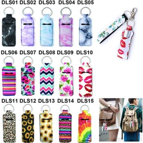 10pcs New Colorful Cute Softball And Baseball Printed Neoprene Chapstick Keychain Holder Party Holiday Gifts Factory Wholesale