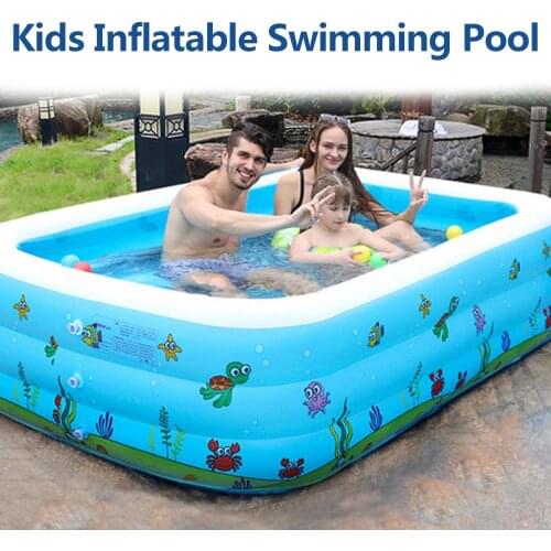 130/110CM Kids Inflatable Pool Family Rectangular Inflatable Swimming Pool Bathing Tub Kids Indoor Outdoor Summer Swimming Pool