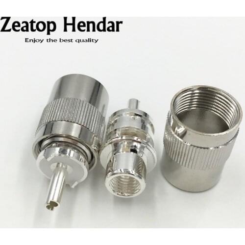 2Pcs Brass Silver Plated UHF PL-259 Male Solder Straight RF Connector Plug 50-5 for RG5 RG6 5D-FB LMR300 Coaxial Cable Adapter