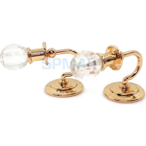 2 Pieces Metal 1:12 Dollhouse Miniature Wall Light Lamp Model Decoration