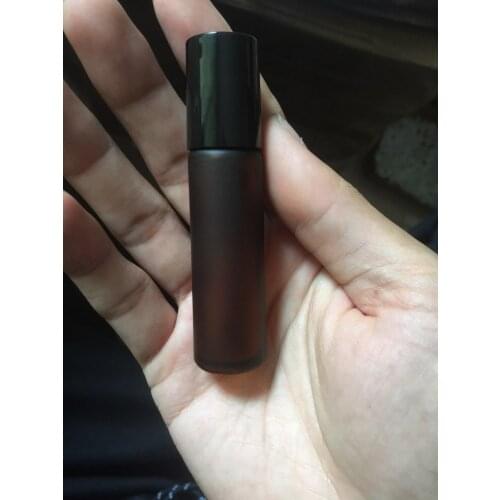 2000pcs 10ml Thick Frosted amber Glass Roll On Essential Oils Bottle + Metal Roller Ball BY DHL FREE Shipping - Wholesale