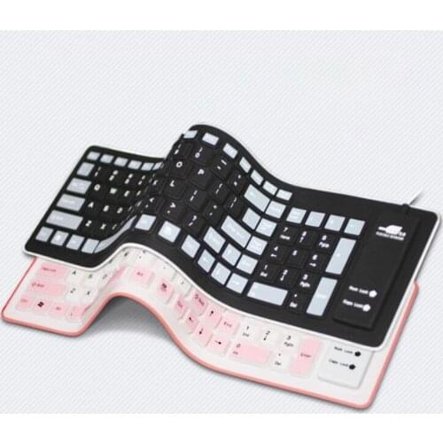 2021 Foldable Silicone Keyboard USB Wired Flexible Soft Waterproof Roll Up keycaps 109 keys Keyboard for PC Laptop Notebook