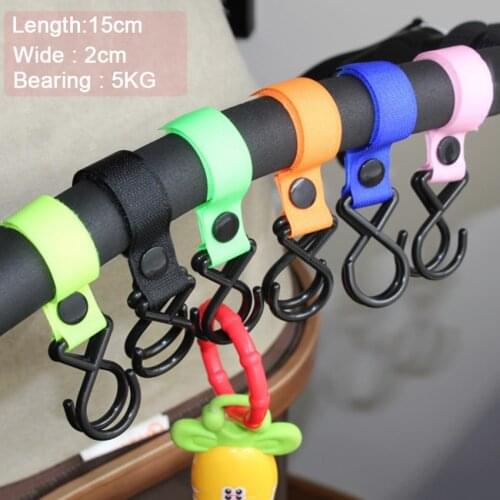 3PCS Velcro Stroller Hook Baby Safe Multi-purpose Double Hook Infant Stroller Loop Pram Cart Hook Accessories Outdoor Convenient