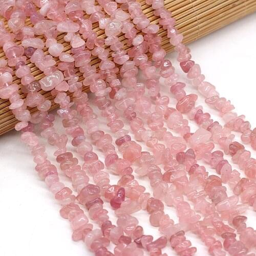 40cm Natural Crystal Rose Quartzs Stone Irregular Gravel Chips Loose Beads for Women Bracelet Jewelry Accessories Size 3x5-4x6mm