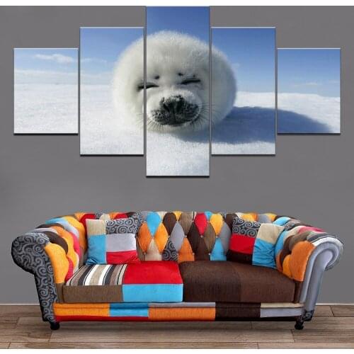 Canvas Hd Prints Pictures Wall 5 Piece Artwork Sea Lion Animal Painting Home Decoration Modular Poster Framed For Living Room