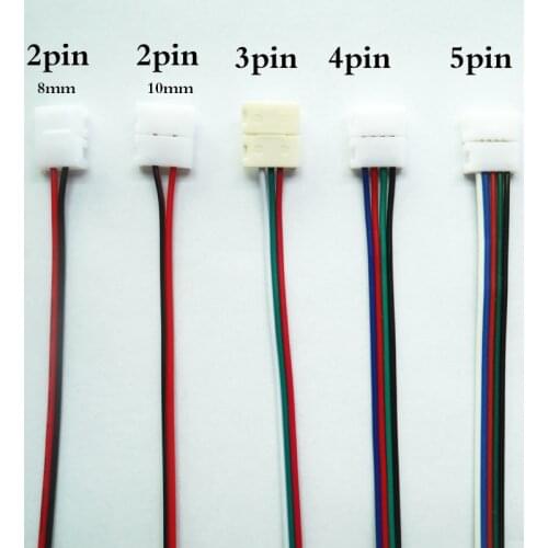 50pcs 100pcs Led Connector 2pin 3pin 4pin 5pin Connector Cable For WS2811 WS2812B 5050 RGB RGBW LED Strip Light