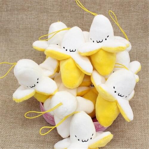 6CM Yellow Banana Figure Plush TOY Phone Strap BAG Pendant Decor TOY Key Chain DOLL ; Stuffed TOY Bouquet DOLL TOY