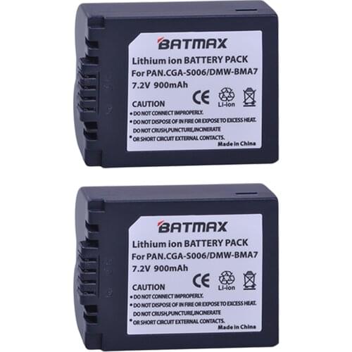 2Pcs CGA-S006 S006A DMW-BMA7 Battery for Panasonic DMC FZ7 FZ8 FZ18 FZ28 FZ30 FZ35 FZ38 FZ50 SLR