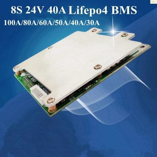 8S 24V 100A 80A 60A 50A 40A 30A Blanced Common Same Port Lifepo4 BMS 24V LiFePo4 Battery Pack Bms for Electric Motocycle E-bike
