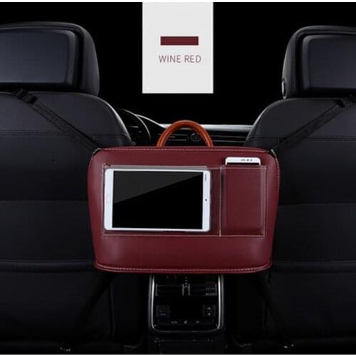 Car Net Pocket Handbag Holder Organizor PU Leather Car Seat Storage Organizer For Car Accessories Interior Woman Man Organizer