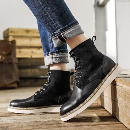 Handmade High Quality Vintage Casual Autumn Winter Men Shoes Cow Leather Ankle Boot Tooling Work Desert Motorcycle Boots British