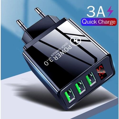 Quick charge 3.0 5V 3A Fast Charging for iPhone 11 Xiaomi Samsung Huawei Digital Display Fast Charging Wall Smartphones Charger