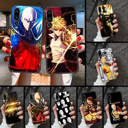 One Punch Man Anime Phone case For Huawei P Mate P10 P20 P30 P40 10 20 Smart Z Pro Lite 2019 black luxury prime painting hoesjes
