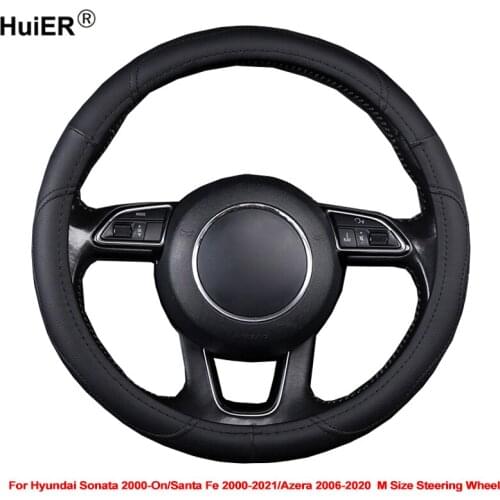 Car Steering Wheel Cover Wrap For Hyundai Sonata 2000 - On Santa Fe 2000 - 2021 Azera 2006 2007 - 2020 M Size Steering Wheel