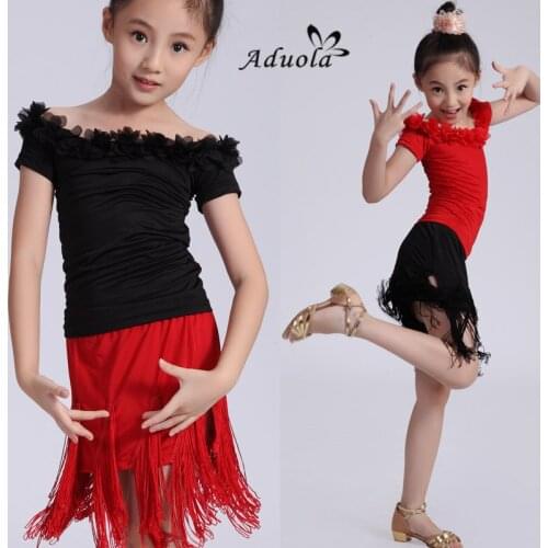 Girl Kids Latin Dress Dress Competition Latin Fringe Dance Dress Children Saia Social Skirt Faldas Salsa Rumba Tango Costumes
