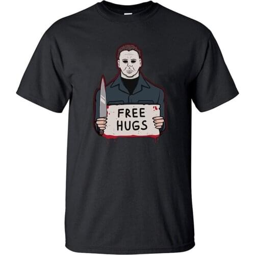 The Texas Chainsaw Massacre Move Free Hugs Retro Outdoor T Shirt Print Short Sleeve Tshirts Vintage Cool Top Men Cotton Tshirt