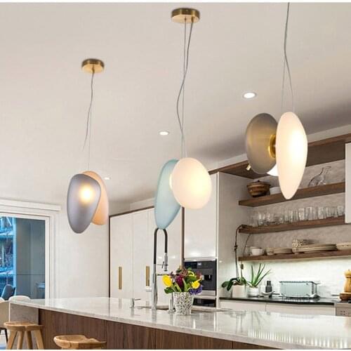 Pebble Pendant lamp LED color macaron lamp ​Designer Decoration glass pendant lamp Bedroom Bedside cafe kitchen light fixtures