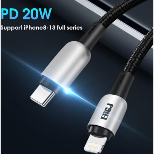 EHGJ PD 20W USB Type C Cable for iPhone 13 12 11Pro Max X Xr Xs 18W Fast Charging Charger USBC Cable for iPad Type-C Data Cord