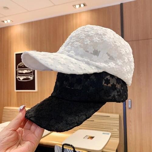 Summer Hat Lace Cotton Baseball Cap for Women Breathable Mesh Visor Cap Girls Snapback Hip Hop Fashion Female Caps Adjustable