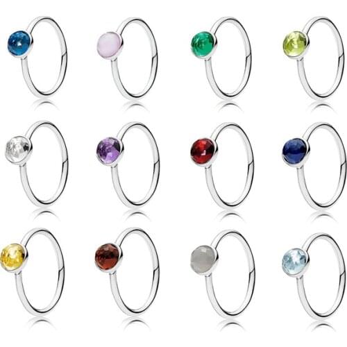 NEW 100% 925 Sterling Silver Rings For Women 12 months Multicolor optional Charm Beads Fit DIY Ring factory Wholesale