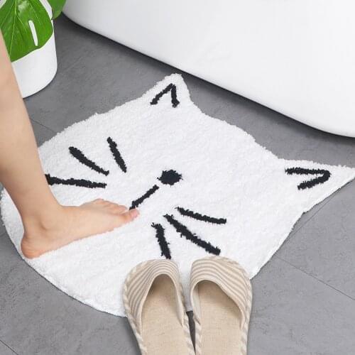 Cat Shaped Bath Mat Super Absorbent Toilet Floor Rug Microfiber Bedroom Carpet Bathroom Doormat Non-Slip Foot Pad for Bathtub