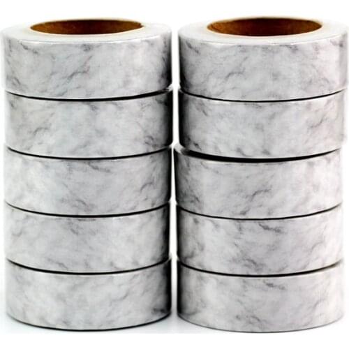 10PCS/lot Decorative White Marble Print Washi Tape 1.5cm*10m Kawaii Scrapbook Masking Tape Xmas Photo Album Diy Decorative Tapes