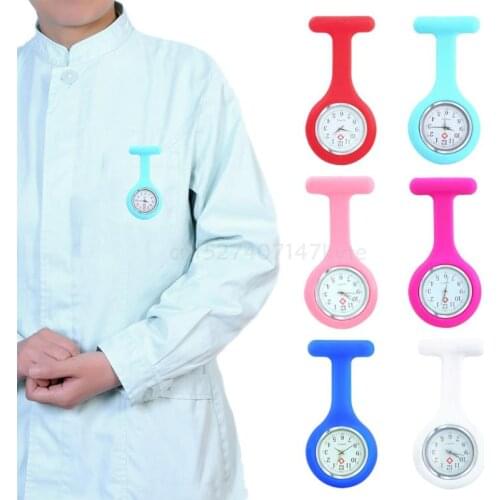 Nurse Fob Watches Silicone Doctor Pocket Lapel Clip On Watches Gift Present Deep Blue/red/light Blue/ Pink/ Red/ White