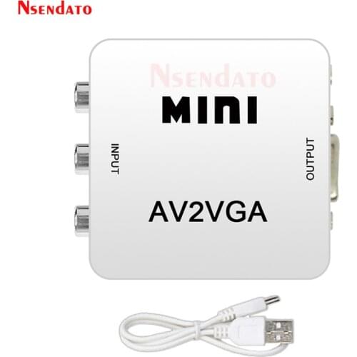 Mini HD AV2VGA Video Converter Convertor Box AV RCA CVBS to VGA Video Converter Conversor with 3.5mm Audio to PC HDTV Converter