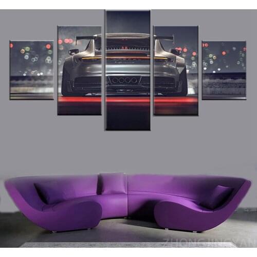 5 Panel Modular HD Pictures Canvas Painting Wall Artwork City Sports Car Posters Print Modern Living Room Home Decoration Framew