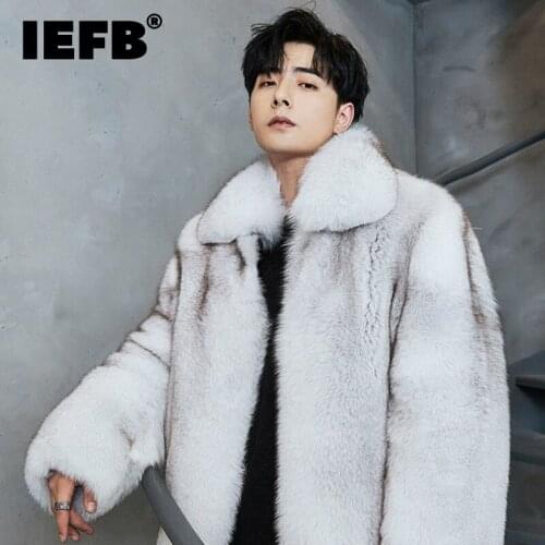 IEFB 2021 Winter Coat Faux Fox Fur Coat Mens Short Coats High Qualty Thick Warm Waterproof Lapel Long Sleeve Jackets 9Y9464
