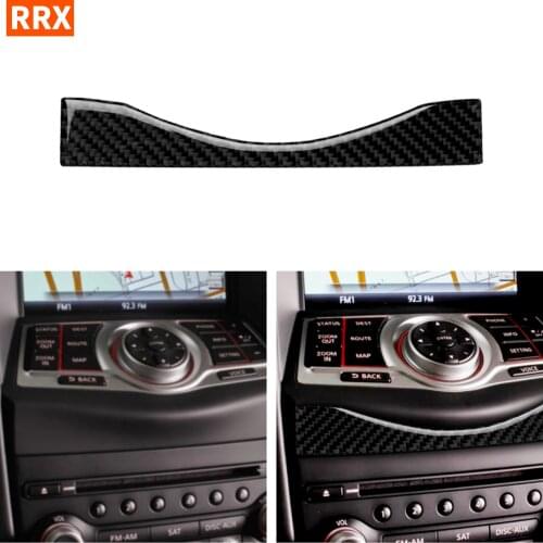 Real Carbon Fiber Auto Below Navigation Control System Panel Sticker Strip Decal Car Accessories For Nissan 370Z Z34 2009-on