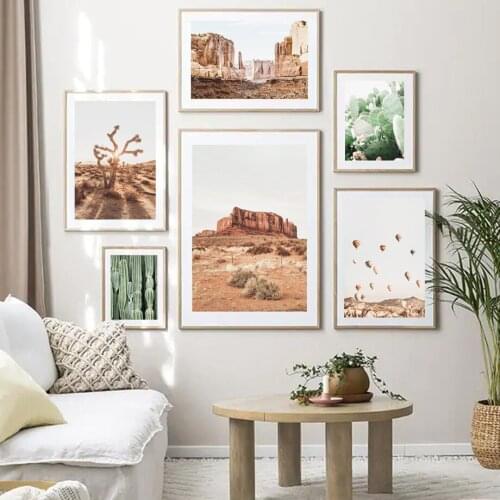 Camel Cactus River Natural Canyon Wall Art Desert Landscape Canvas Painting Trip Posters and Prints Home Wall Decor Pictures