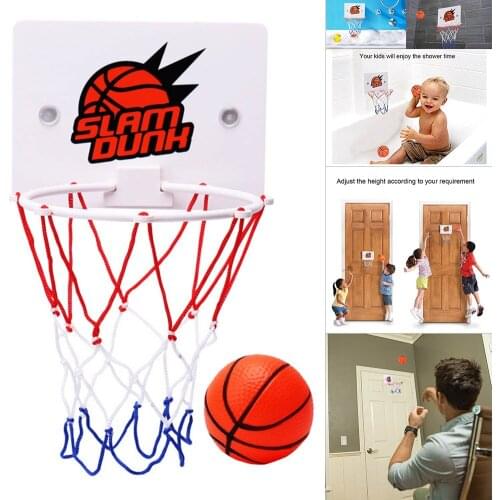 Wall-mounted Mini Basketball Hoop Children Kids Toys Suck Stand with Pump Sport Toy Set Indoor Entertainment Basketball Hoop