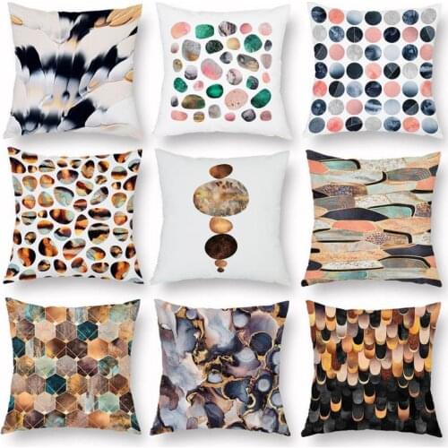Scandinavian Style Geometric Cushion Cover Creative Stone Marble Nordic Pillowcase Watercolor Ink Landscape Painting For Home