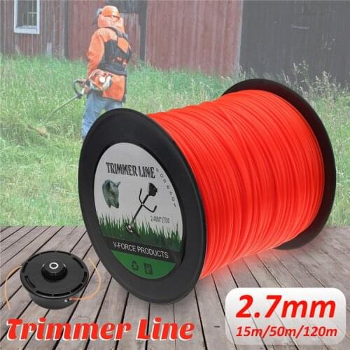 2.7mm 50m/120m Mowing Nylon Rope Line Strimmer Brushcutter Trimmer Long Round Roll Square Grass Trimmer Head Nylon line
