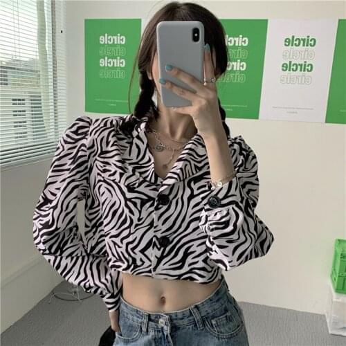 GOOHOJIO 2020 New Autumn Zebra Pattern Blazers Ladies Fashionable Casual Chic Women Blazers Long Sleeve Loose Blazers for Women