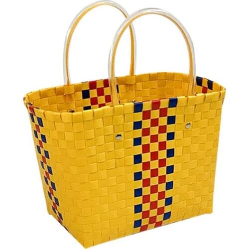 2021 New Vegetable Basket Bag Handbag Hand-Held Hand-Woven Basket Fashion Woven Bag
