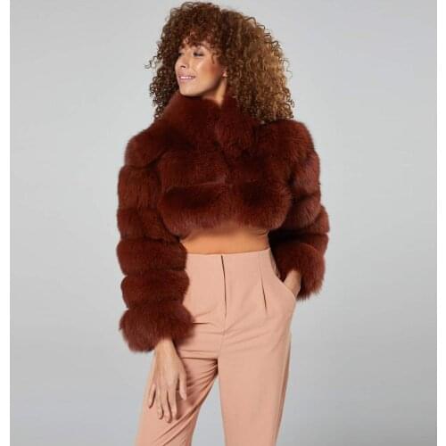 FURSARCAR 2020 New Winter Womens Short Jacket Real Natural Fox Fur Coat Thick Warm Genuine Fur Outwear With Fur Collar