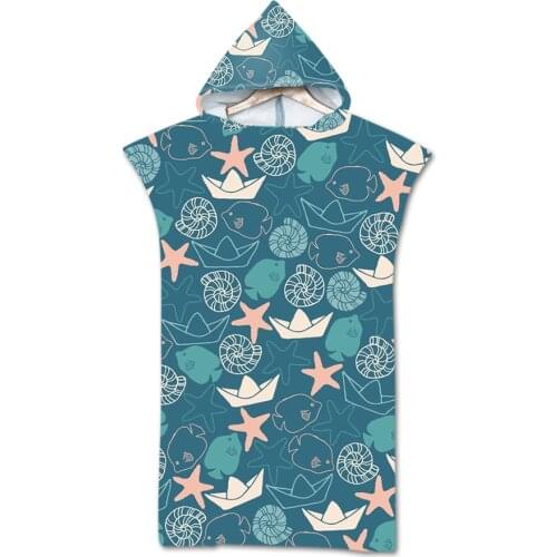 New Marine geometry Towel Adult Microfiber Dressing Robe Hooded Bath Towel Swimming Surfing Beachwear