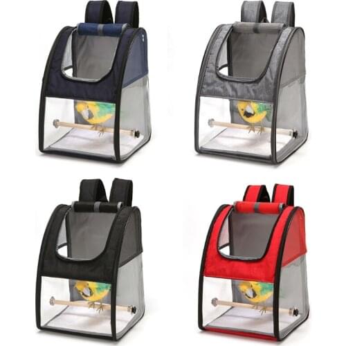 Transparent Parrot Carrier Backpack with Stand Perch Travel Breathable Bird Box for Hiking Airline Approved Bird Treats Toys