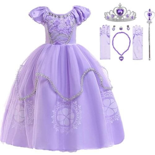 Sofia Dress Girls Christmas Costume Kids Cosplay Princess Dress Little Girl Birthday Party Fantasy Carnival Evening Dress
