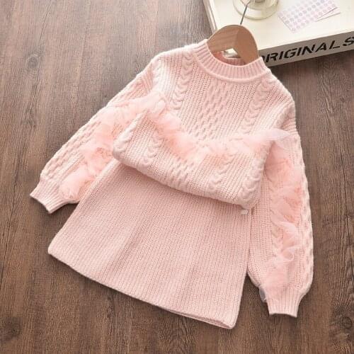 Autumn Winter New Korean Edition Girl Sweater Stylish Two Piece Set Of Foreign Style Sweater Skirt For Children