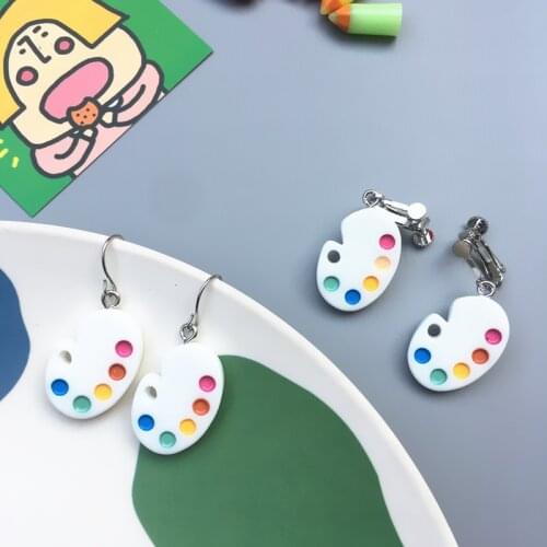 Creative Palette Art Earrings Funny Mini Colorful Resin Dangle Earrings Women Simple Trend Jewelry Travel Festival Teacher Gift