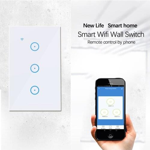 Smart WiFi Smart Wall Touch Light Switch US 1 2 3 Gang Wireless Remote Light Smart Home Controller Work with Alexa/ Google Home