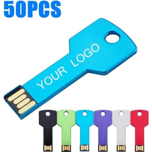 Free Custom LOGO USB Flash Drive Metal Key Pendrive 4G 8G 16G 32G 64G Waterproof Pen Drive USB2.0 Memory Stick USB Flash Disk