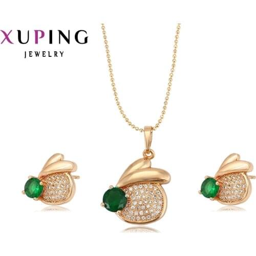 Xuping Fashion Jewelry Sets African Bridal Gold Color Plated Pendants Luxury Jewelry for Women Wedding Gift 61869