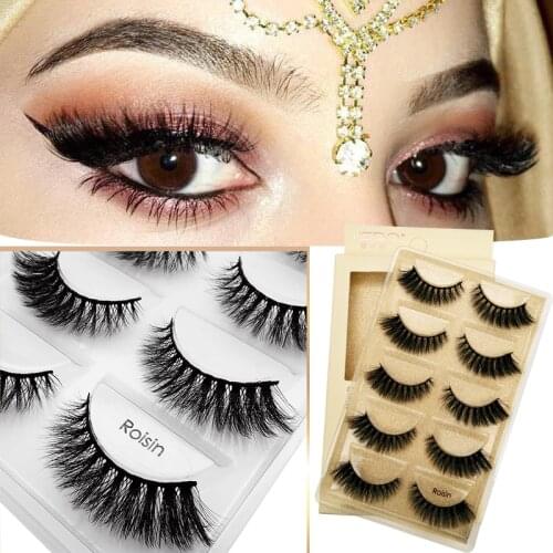 YSDO 3D Mink False EyeLashes 5 Pairs Natural Hair Mink Lashes Thick Makeupeye Lashes Dramatic Mink Fake EyeLashes Volume Lashes